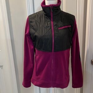 Columbia Women's Black and Pink Fleece Jacket Size 18/20